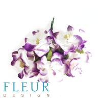 Цветы Гардении Белые с фиолетовым напылением, размер цветка 4 см, на стебле, 5 шт/ упаковка FD3093114