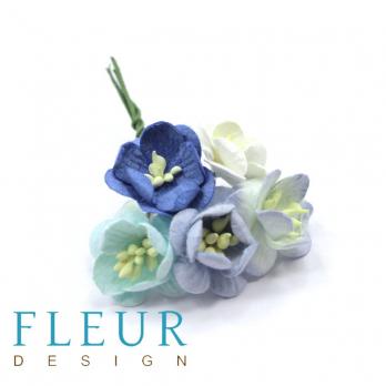 Цветочки вишни микс Голубых оттенков, размер цветка 2,5 см, 5 шт/упаковка FD3083607
