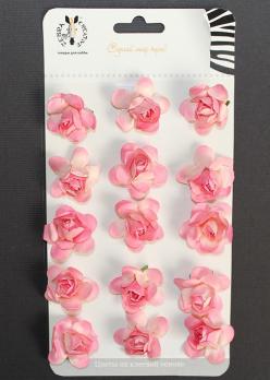 Набор розочек на клеевой основе, 25мм, цвет розовый, в упаковке 15шт  ZC057