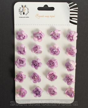 Набор розочек на клеевой основе, 15 мм, цвет фиолетовый (2 тона), в упаковке 20 шт  ZC049