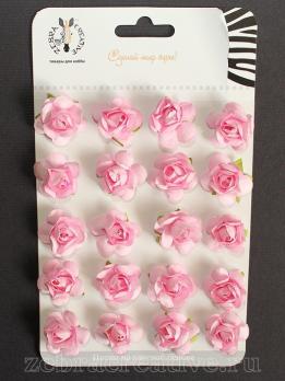 Набор розочек на клеевой основе, 15 мм, цвет розовый (2 тона), в упаковке 20 шт  ZC048