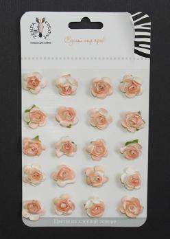 Набор розочек на клеевой основе, 15 мм, цвет белый и розовый, в упаковке 20 шт  ZC044