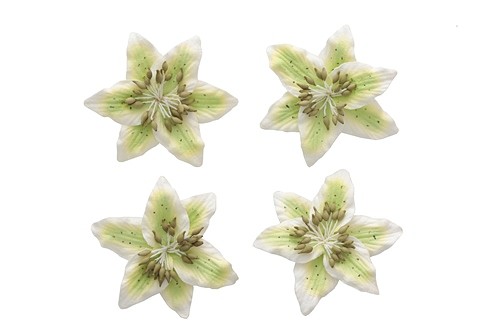 Цветы лилии, набор 4 шт, диам 5 см, светло-зеленые SCB291102