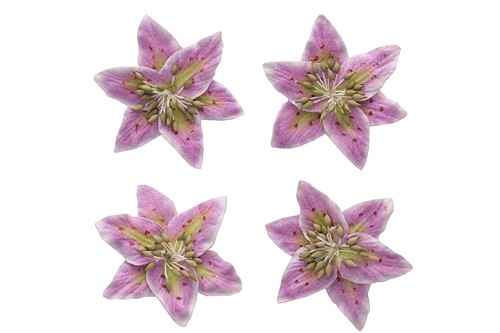 Цветы лилии, набор 4 шт, диам 5 см, нежно-сиреневые SCB291101