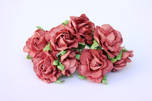 Кудрявые розы малберри, 1 букетик, 10 цветочков, бордовые  SCB4010114