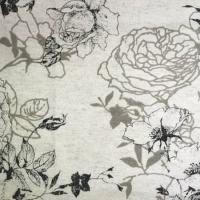 HY002012 Ткань для рукоделия 50*50см (полулен), Розы черно-серый 