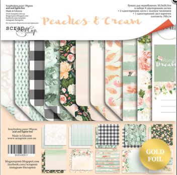 SM5400011 Н-р двуст. бумаги 30х30см от Scrapmir Peaches & Cream 11шт