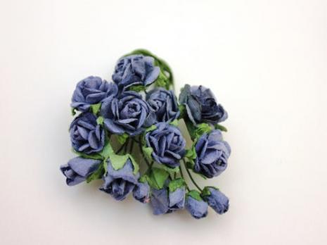 Розы и бутоны 16 цветков 10 и15мм по 4 цветка, синий SCB40100902