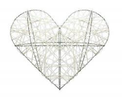 Декоративное сердечко на металлическом каркасе, белое, 25 см SCB370132