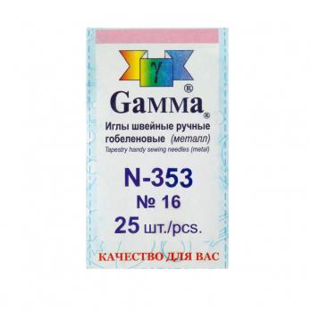 Иглы для шитья ручные N-353 гобеленовые №16 диам.1.3мм  25 шт "Gamma"