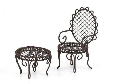Набор металлические столик и стульчик коричневые SCB27001
