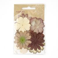 Набор цветочков из шелковистой бумаги 10шт, оттенки коричневого SCB300306
