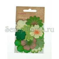 Набор цветочков из шелковистой бумаги 10шт, естественные цвета SCB300302