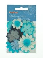 Набор цветочков из шелковистой бумаги 10шт, светло голубой SCB300304