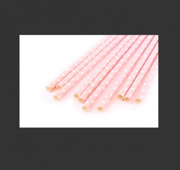 Бумажные трубочки Горох розовый 10 шт  DA040237