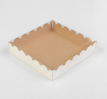 Коробочка для печенья с PVC крышкой, крафт, 15 х 15 х 3 см