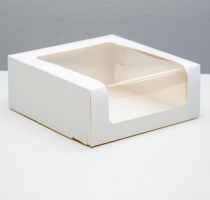 Кондитерская упаковка Коробка с окном, белая, 18 х 18 х 7 см