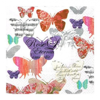 Салфетка бумажная для декупажа 33*33 см (3 слоя) Romantic butterflies  SDLX868000