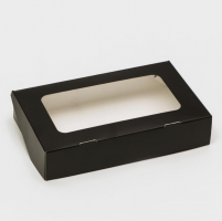 Контейнер (коробка) с окном, черный, 20 х 12 х 4 см