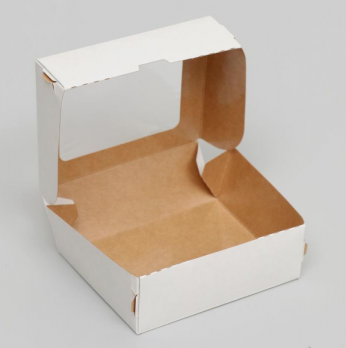 Контейнер на вынос, коробка с окном, белый, 10 х 8 х 3,5 см