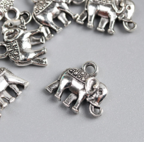 Подвеска Декор металл для творчества "Индийский слон" серебро 1,3х1,2 см 1 шт