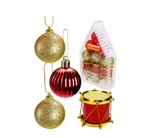 Набор новогодних украшений, 4 см Новогодний домик, 12 шт., золотой, красный НУ-2352