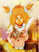 Картина по номерам СОЛНЕЧНЫЙ АНГЕЛ С БУКЕТОМ ЦВЕТОВ 40*50 см (холст на подрамнике, 28 цветов, сложность 4) Paintboy 1570